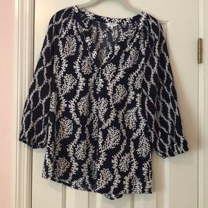 Navy/White Blouse
